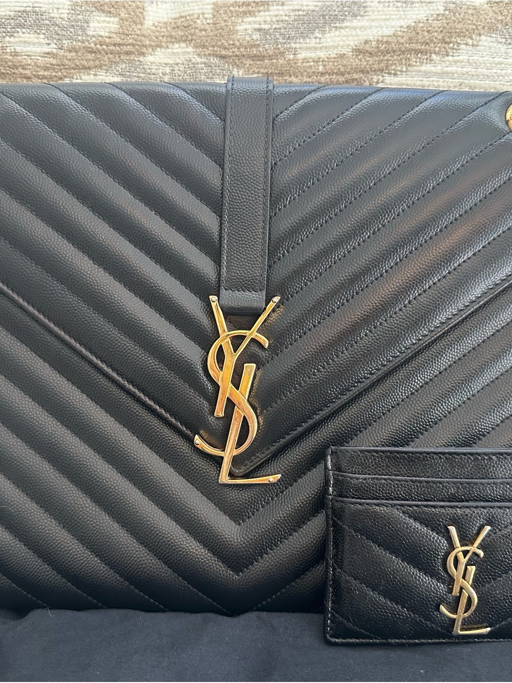 Saint Laurent (YSL) Large Envelope Chain Bag comes with matching card holder